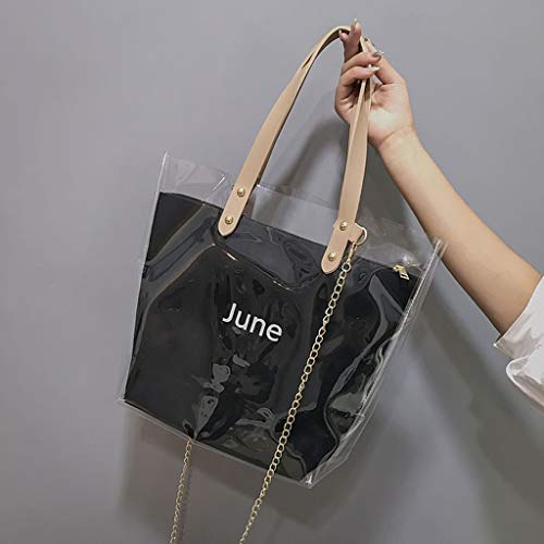 Luckycat bolsa de dos empaqueta el sistema Letra Impreso muchacha de las mujeres del hombro del bolso de PVC transparente de plástico de playa del verano Crossbody de bolsas de mensajero Luckycat bolsa de dos empaqueta el sistema Letra Impreso muchacha de las mujeres del hombro del bolso de PVC transparente de plástico de playa del verano Crossbody de bolsas de mensajero