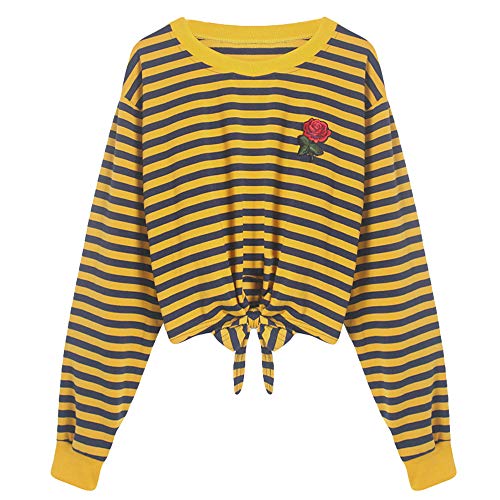 Luckycat Camisa Mujer Raya Cuello Redondo Manga Larga Casual Suelto Blusa Rojo y Top Azul Jersey Stripe Shirt Otoño Verano Luckycat Camisa Mujer Raya Cuello Redondo Manga Larga Casual Suelto Blusa Rojo y Top Azul Jersey Stripe Shirt Otoño Verano