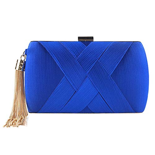 Luckycat Ceremonia de mujer de embrague, Bolso de mano de noche Bolso de mano con estilo Mini Bolso de hombro de Bling de SatéN Cadena Fiesta Fiesta Cóctel con Borla Banquete Fiesta de baile boda