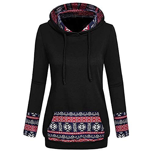 Luckycat Liquidación Moda Casual Mujer Patchwork Sudadera con Capucha Estampado de Navidad Jersey Blusa Luckycat Liquidación Moda Casual Mujer Patchwork Sudadera con Capucha Estampado de Navidad Jersey Blusa
