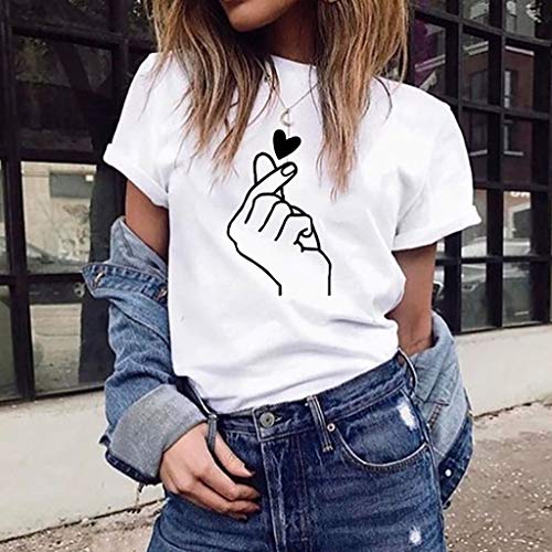 Luckycat Mujeres Camisetas Letras Impresas T Shirt Elegante Manga Corta Túnica Casual Suelto Blusas Camisas Tops