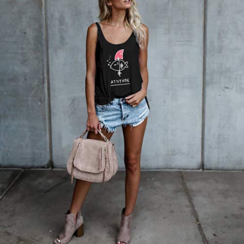 Luckycat Ropa Mujeres Camisetas sin Mangas Tank Top, Cute Letra Impreso Strappy Sexy Casual sin Mangas Blusa Cami Camisas Camiseta Chaleco Tops para Mujeres Dama