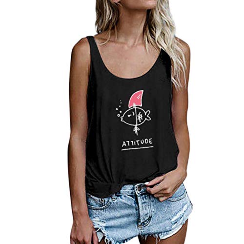 Luckycat Ropa Mujeres Camisetas sin Mangas Tank Top, Cute Letra Impreso Strappy Sexy Casual sin Mangas Blusa Cami Camisas Camiseta Chaleco Tops para Mujeres Dama