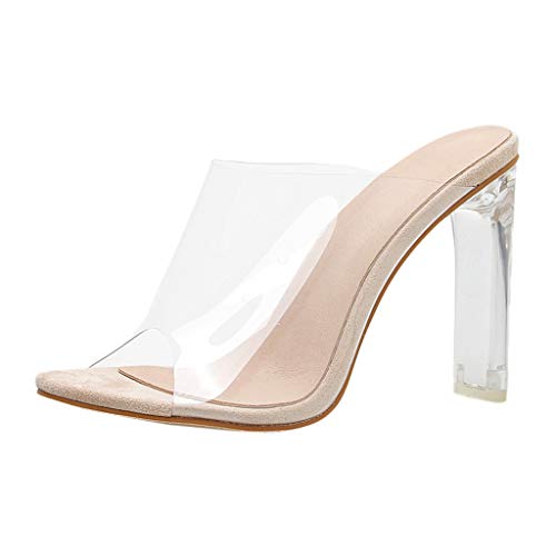 Luckycat Zapatos de Mujer Solo para Mujeres Cerrojo Transparente de Tacón Grueso de Tacón Alto Zapatos de Ocio Sandalias Sandalias Estiletes Verano Correa-Tubillo Cierre-Hebilla para Mujer