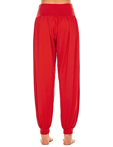 Lucyme Mujer Pantalones harén Tobillo Puños Pantalones Deportivos Pilates Yoga Pants,Rojo,S