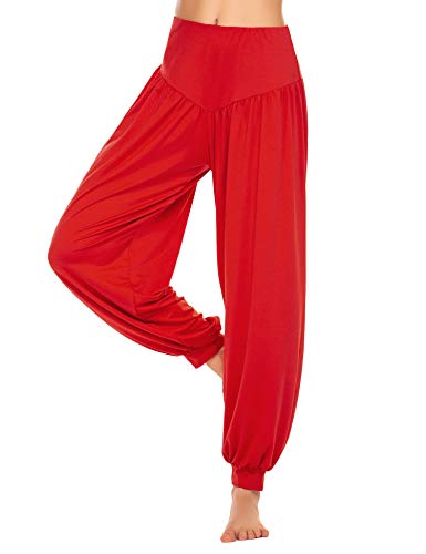 Lucyme Mujer Pantalones harén Tobillo Puños Pantalones Deportivos Pilates Yoga Pants,Rojo,S