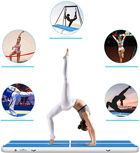 LUDOSPORT Airtrack Gimnasia 10cm Espesorde 3/4m Tumbling Gimnasia Colchoneta Inflable Tumbling Mat con Bomba eléctrica, para Yoga, casa, Exterior, etc,400x100x10cm