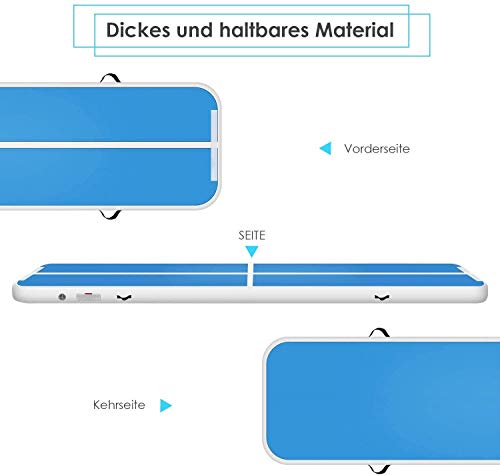 LUDOSPORT Airtrack Gimnasia 3/4m, Tumbling Gimnasia Colchoneta Pista de Aire Inflable Tumbling Matcon Bomba de Eléctrica,para Gymnastic/Yoga/Taekwondo/Agua Flotante/Air Taekwondo Track,300x100x10cm