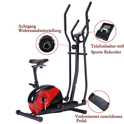 Lumiereholic - Bicicleta elíptica de entrenamiento en casa con resistencia magnética, recorrido interior y exterior, Ergotraje, fitness, Stepper Crosstrainer, ejercicio cardiovascular con pantalla LCD