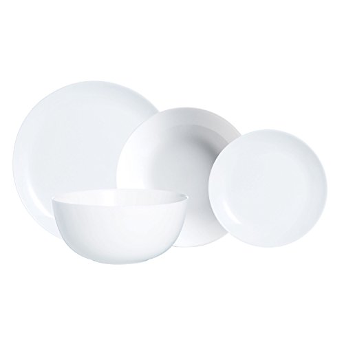 Luminarc Vajilla Redonda 19 Piezas Modelo Diwali Combinadas, Vidrio Opal, Blanco Luminarc Vajilla Redonda 19 Piezas Modelo Diwali Combinadas, Vidrio Opal, Blanco