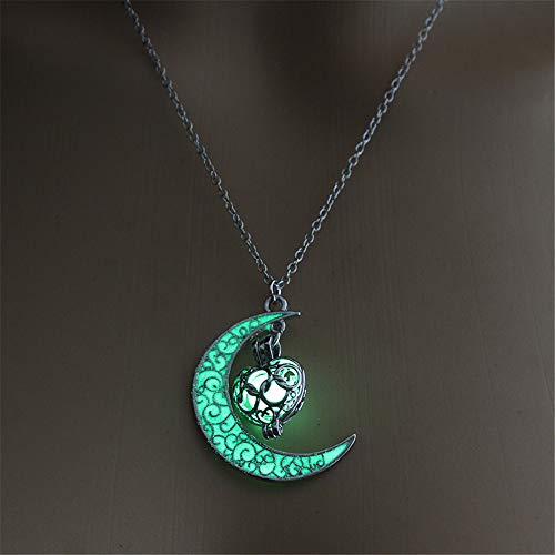 Luminoso Ⓡ Collar de luna creciente Ahueca hacia fuera la prisión Corazón Colgante de luna Diosa media luna Cadena de clavícula Cielo estrellado Accesorios (C3)