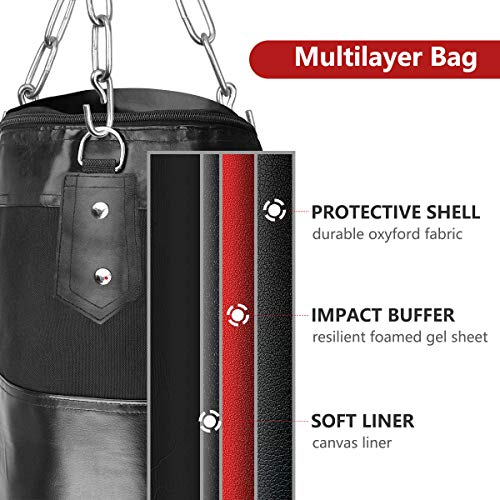 Luniquz Saco de Boxeo Colgante sin Relleno con Cadena de Montaje para niños y niñas Luniquz Saco de Boxeo Colgante sin Relleno con Cadena de Montaje para niños y niñas