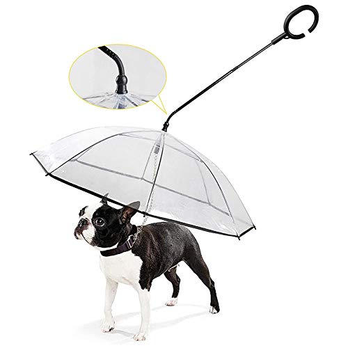 Luntus Paraguas para Perros Paraguas Transparente para Perros en DíAs Lluviosos Paraguas con Correa para Perros Peque？Os y Medianos