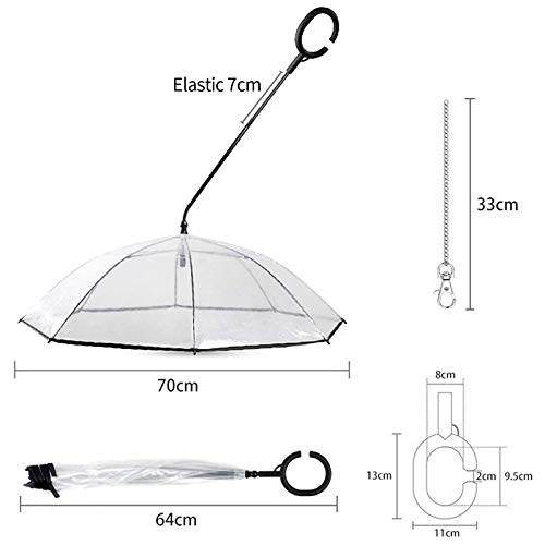 Luntus Paraguas para Perros Paraguas Transparente para Perros en DíAs Lluviosos Paraguas con Correa para Perros Peque？Os y Medianos
