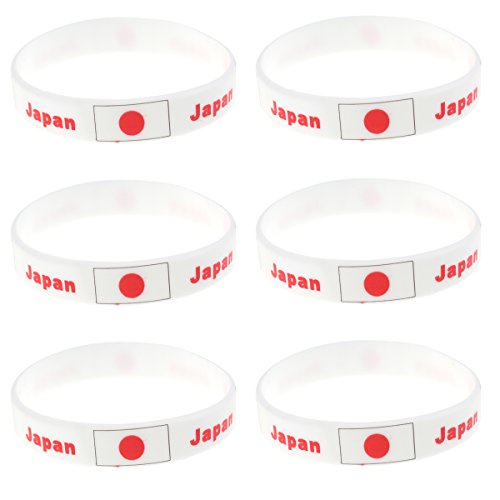 LUOEM 6Pcs Pulseras Bandera Silicona de Nacional Pulseras Bandera Japón 2018 Copa Mundial Futbol FIFA Japan