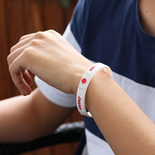 LUOEM 6Pcs Pulseras Bandera Silicona de Nacional Pulseras Bandera Japón 2018 Copa Mundial Futbol FIFA Japan