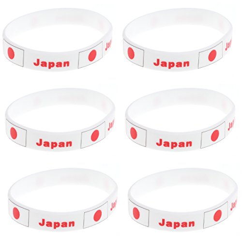 LUOEM 6Pcs Pulseras Bandera Silicona de Nacional Pulseras Bandera Japón 2018 Copa Mundial Futbol FIFA Japan