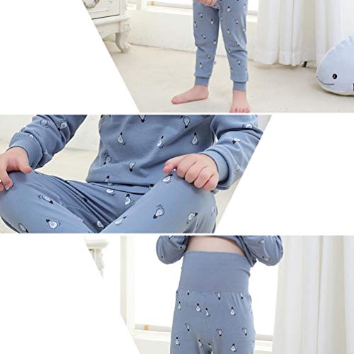 LUOEM - Pantalones de invierno para niños, gruesos, leggings, algodón, protección abdominal, pantalones cálidos de algodón para niños, interiores y exteriores (azul), algodón, azul, 100 cm