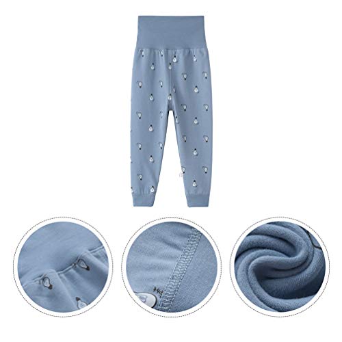 LUOEM - Pantalones de invierno para niños, gruesos, leggings, algodón, protección abdominal, pantalones cálidos de algodón para niños, interiores y exteriores (azul), algodón, azul, 100 cm