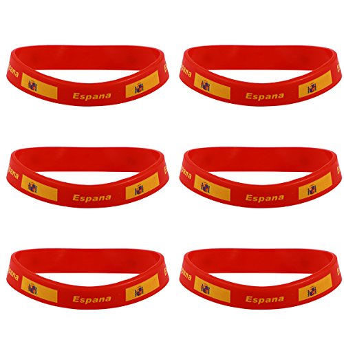 LUOEM Pulsera de silicona inspirada Pulsera de goma Moda Deportes Pulsera, Unisex Moda de adulto adolescente Suprema para Copa Mundial 2018 Paquete de 6 (España)