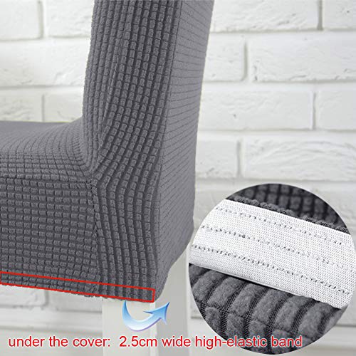 LUOLLOVE Fundas para Sillas, Stretch Extraíble Lavable Fundas Sillas Comedor,Fundas Sillas Respaldo con Banda Elástica para Comedo(4-Piezas,Gris)