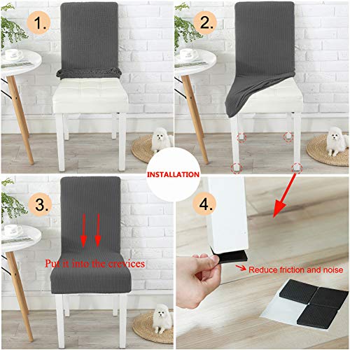 LUOLLOVE Fundas para Sillas, Stretch Extraíble Lavable Fundas Sillas Comedor,Fundas Sillas Respaldo con Banda Elástica para Comedo(4-Piezas,Gris)