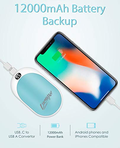LUOWAN Calentadores de Manos USB Recargables 12000mAh Mini Cargador ,15 Horas de Larga duración, portátil Bolsillo ,Calentador de Mano Eléctrico de Reutilizable, Camping, para Mujeres, Hombres(azul) LUOWAN Calentadores de Manos USB Recargables 12000mAh Mini Cargador ,15 Horas de Larga duración, portátil Bolsillo ,Calentador de Mano Eléctrico de Reutilizable, Camping, para Mujeres, Hombres(azul)