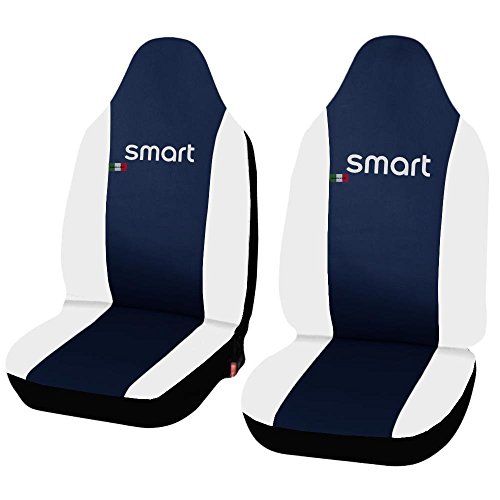 Lupex Shop Smart.2s.Ec_B.Bi Funda Ajustable Para Asiento de Coche de Piel Sintética, Color Azul/Blanco