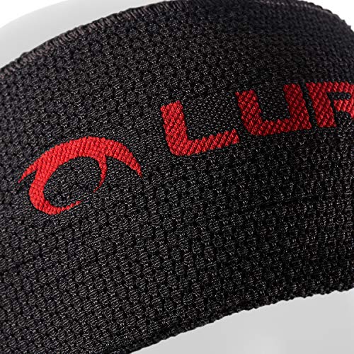 Lurbel Band Pro, Cinta de Pelo para Trail Running, Cinta para la Cabeza, Accesorio Transpirable para Correr, Fitness, Cinta de Pelo Anti-Olor, para Mujeres y Hombres. (Marengo-Rojo, Única)