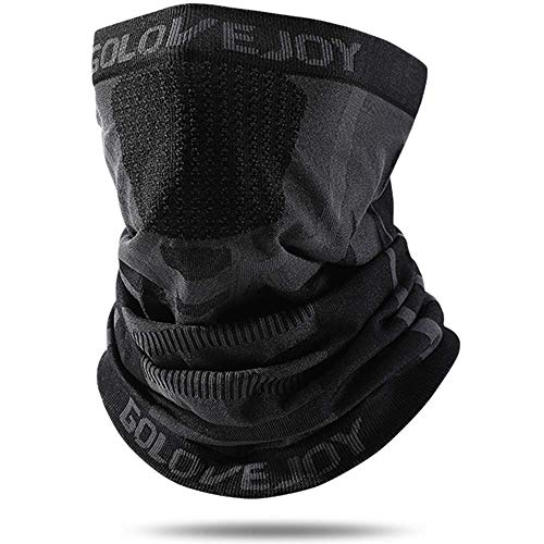 LUROON Calentador de Cuello Hombres Mujeres Pasamontañas Negro Alta Elasticidad Respirable Cubrimiento Facial Bufanda a Prueba de Viento Ciclismo Motocross Corriendo (Negro Raya)