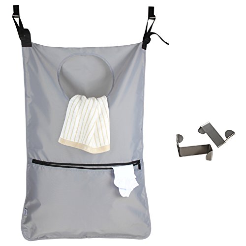 Luxja Bolsa Ropa Sucia Colgar, Bolsas para la Colada con 2 Ganchos de Puerta de Acero Inoxidable Extra, Bolsa de cesto de lavandería, Gris Luxja Bolsa Ropa Sucia Colgar, Bolsas para la Colada con 2 Ganchos de Puerta de Acero Inoxidable Extra, Bolsa de cesto de lavandería, Gris