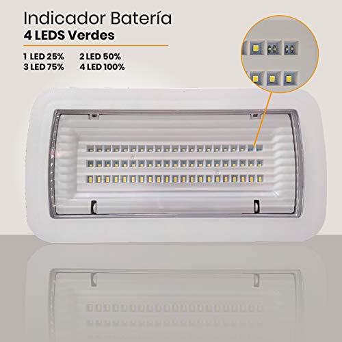Luz de Emergencia LED estanca 8w. IP65, superficie, 450 lumenes, 2 Horas de Autonomía Color Blanco Frío (6500K). Impermeable, resistente al agua.