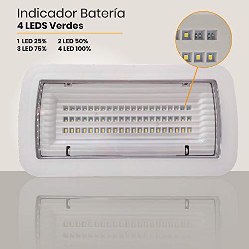 Luz de Emergencia LED estanca 8w. IP65, superficie, 450 lumenes, 2 Horas de Autonomía Color Blanco Frío (6500K). Impermeable, resistente al agua.