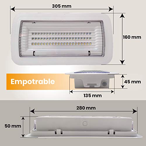 Luz de Emergencia LED estanca 8w. IP65, superficie, 450 lumenes, 2 Horas de Autonomía Color Blanco Frío (6500K). Impermeable, resistente al agua.