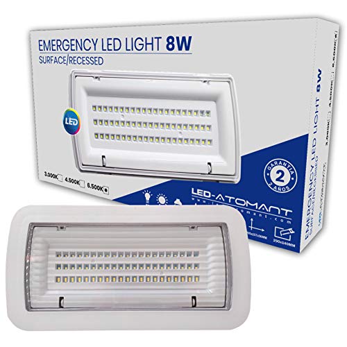 Luz de Emergencia LED estanca 8w. IP65, superficie, 450 lumenes, 2 Horas de Autonomía Color Blanco Frío (6500K). Impermeable, resistente al agua.