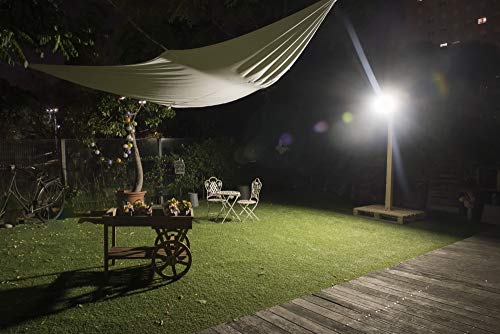 Luz Solar Exterior Mando a Distancia 100W, Foco Solar LED Luz Blanco Neutro 4000K, Lámpara Solar 180 LEDS, Iluminación Solar Hasta 15 HORAS de Luz 5000 LM