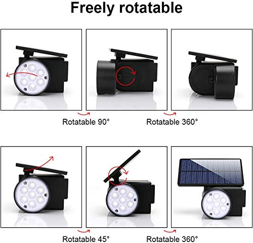 Luz Solar Exterior, Ultra Potente LED Foco Solar con Sensor de Movimiento Doble Cabeza IP65 Impermeable 360 ° Ajustable Lámpara Solar de Seguridad para Frente Puerta Yarda Jardín Garaje (1Pcs)