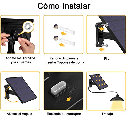 Luz Solar, Hikeren Foco Solar, Impermeable IP65 Luz del Sensor Solar, Lampara Solar con Mando a Distancia, para Exterior/Interior, Dormitorio, Jardín, Camino-Luz Calida