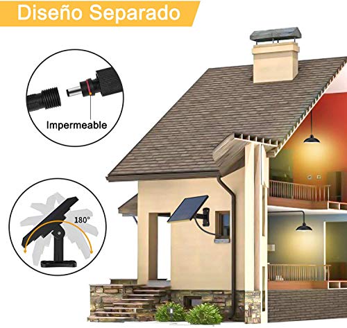 Luz Solar, Hikeren Foco Solar, Impermeable IP65 Luz del Sensor Solar, Lampara Solar con Mando a Distancia, para Exterior/Interior, Dormitorio, Jardín, Camino-Luz Calida