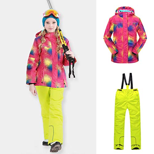 Lvguang Función de Ropa de Viento Capucha Esquí Transpirable Esquí Ropa Deportiva & Pantalones de Esquí para Niños (Amarillo#1, Asia S)