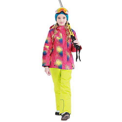 Lvguang Función de Ropa de Viento Capucha Esquí Transpirable Esquí Ropa Deportiva & Pantalones de Esquí para Niños (Amarillo#1, Asia S)