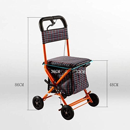 LXDDJZXQ Andador para Ancianos Walker, Andador, Plegable Cuatro Ruedas Roller Walker con Asiento Acolchado con Cerradura de Freno Mango ergonómico y Estuche de Transporte Walker