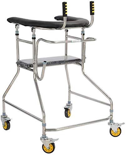 LXDDJZXQ Andador para Ancianos Walker, Plegable de Cuatro Ruedas Roller Walker con Asiento Ajustable Altura Andador Permanente