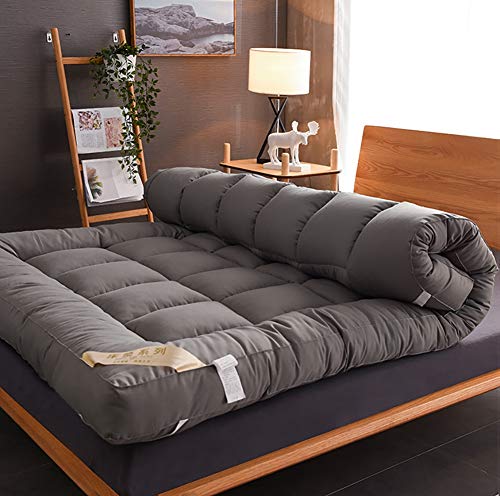 LYBFNN Futon Colchón Tatami Ground Mat Plegable Algodón Ecológico Memory Colchón con Correas Terten Espuma Japonés Tradicional Colchón Futón Antideslizante Viajes Camping,A:Gray,100 * 200cm