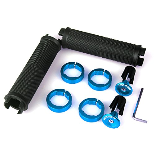 LYCAON Puños para Bicicletas de Montaña Bicicleta Manillar Apretones Doble Cierre Mango para Bicicleta Triciclo Silla de Ruedas MTB BMX (Azul, Expandable End Caps) LYCAON Puños para Bicicletas de Montaña Bicicleta Manillar Apretones Doble Cierre Mango para Bicicleta Triciclo Silla de Ruedas MTB BMX (Azul, Expandable End Caps)