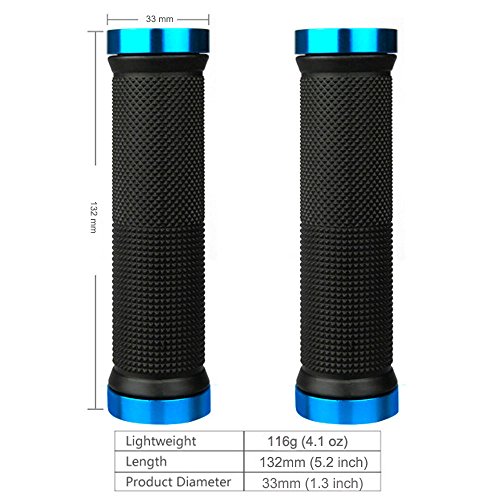 LYCAON Puños para Bicicletas de Montaña Bicicleta Manillar Apretones Doble Cierre Mango para Bicicleta Triciclo Silla de Ruedas MTB BMX (Azul, Expandable End Caps) LYCAON Puños para Bicicletas de Montaña Bicicleta Manillar Apretones Doble Cierre Mango para Bicicleta Triciclo Silla de Ruedas MTB BMX (Azul, Expandable End Caps)
