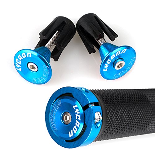 LYCAON Puños para Bicicletas de Montaña Bicicleta Manillar Apretones Doble Cierre Mango para Bicicleta Triciclo Silla de Ruedas MTB BMX (Azul, Expandable End Caps) LYCAON Puños para Bicicletas de Montaña Bicicleta Manillar Apretones Doble Cierre Mango para Bicicleta Triciclo Silla de Ruedas MTB BMX (Azul, Expandable End Caps)