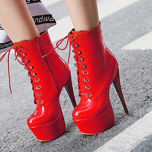 Lydee Mujer Moda Boots Ankle High Tacones de Aguja Cremallera Botas Cortas Heels Plataforma Performance Shoes Red Talla 34 Lydee Mujer Moda Boots Ankle High Tacones de Aguja Cremallera Botas Cortas Heels Plataforma Performance Shoes Red Talla 34