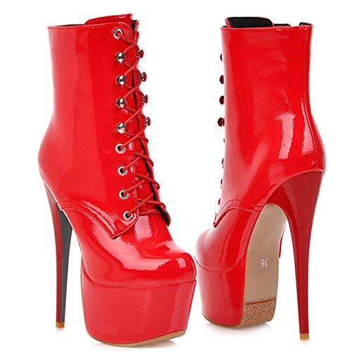 Lydee Mujer Moda Boots Ankle High Tacones de Aguja Cremallera Botas Cortas Heels Plataforma Performance Shoes Red Talla 34 Lydee Mujer Moda Boots Ankle High Tacones de Aguja Cremallera Botas Cortas Heels Plataforma Performance Shoes Red Talla 34