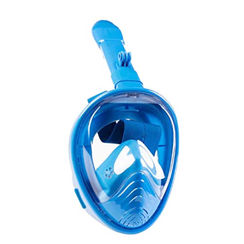 Lypumso Máscara de Buceo, Máscara Snorkel para Niños 180°Visión Panorámica, Máscara de Buceo de Cámara/GoPro Instalable Accesorios Completos y Bolsa para Guardar Incluida, Azul.